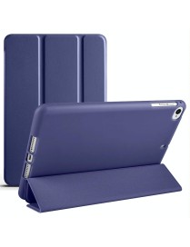 For iPad mini 5 / 4 / 3 / 2 / 1 3-folding TPU Horizontal Flip Leather Tablet Case with Holder(Dark Blue)