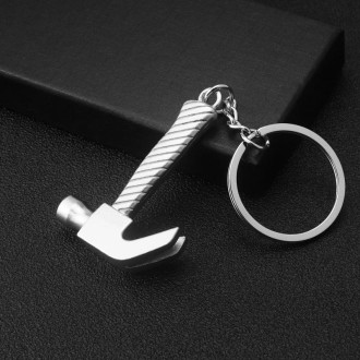 10 PCS Tool Metal Keychain Car Key Ring Pendant, Colour: H-394 Unilateral Pattern Hammer 