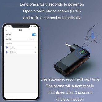 S-18 Car Mini AUX Audio Adapter Wireless Bluetooth 5.0 Receiver