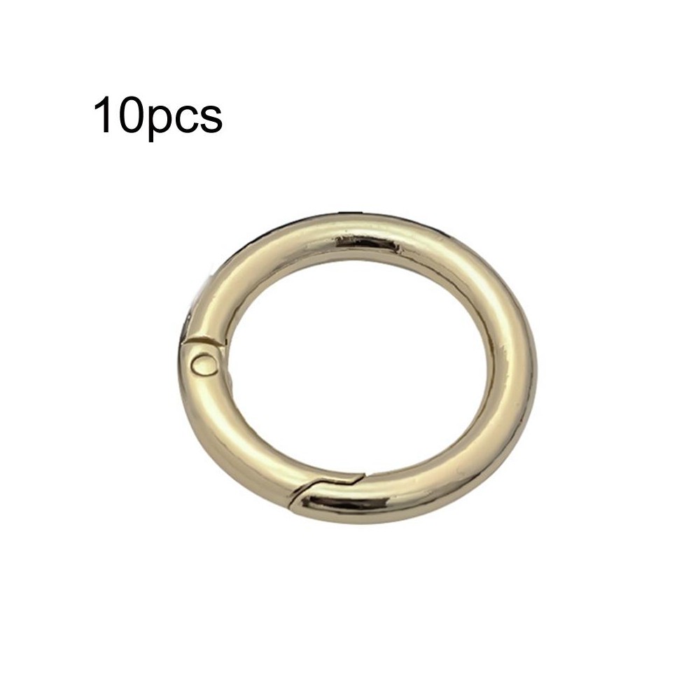 10pcs Zinc Alloy Spring Ring Metal Open Bag Webbing Keychain, Size:Half-inch Light Gold