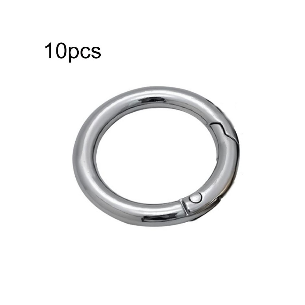 10pcs Zinc Alloy Spring Ring Metal Open Bag Webbing Keychain, Size:Half-inch Silver