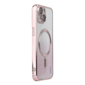 For iPhone 13 ENKAY Hat-Prince Magnetic Glitter Plated Shockproof Phone Case with Lens Film(Pink)