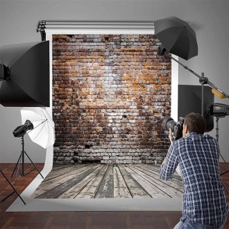 2.1m X 1.5m Brick Wall And Wooden Floor Photography Background