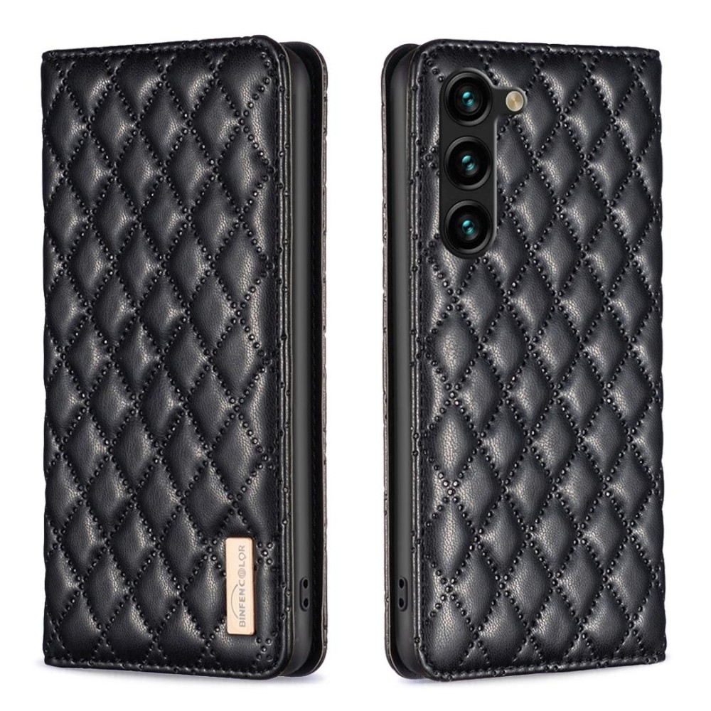 For Samsung Galaxy S24+ 5G Diamond Lattice Magnetic Leather Flip Phone Case(Black)