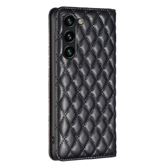 For Samsung Galaxy S24+ 5G Diamond Lattice Magnetic Leather Flip Phone Case(Black)