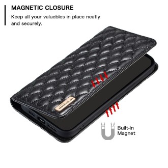 For Samsung Galaxy S24+ 5G Diamond Lattice Magnetic Leather Flip Phone Case(Black)