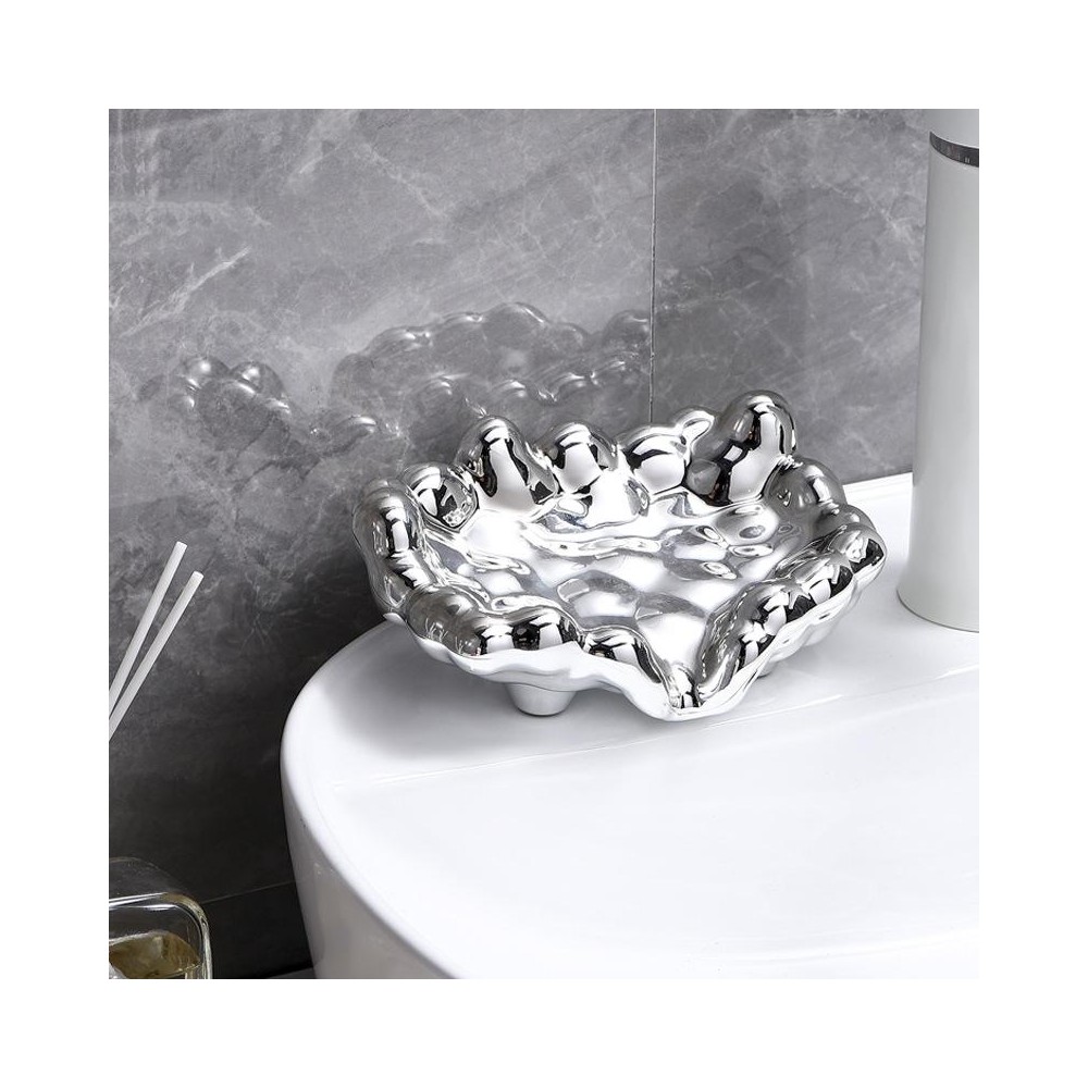 Electroplating Soap Box Fragrance Toilet Free Punch Drain Soap Holder(Silver)