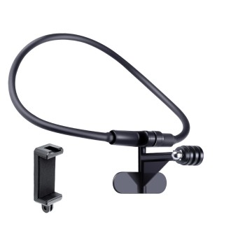 Hands Free Lazy Wearable Neck Camera Phone Holder with Phone Clamp, Extended Version(Black)