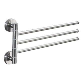 Stainless Steel Towel Bar Rotating Towel Rack Bathroom Kitchen Wall-mounted Towel Polished Rack Holder, Model:Brushed Three Pole