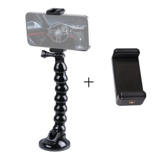 Extended Suction Cup Jaws Flex Clamp Mount with 1/4 inch Phone Clamp (Black)