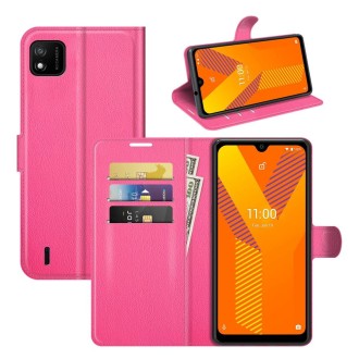 For Wiko Y62 Litchi Texture Horizontal Flip Protective Case with Holder & Card Slots & Wallet(Rose red)