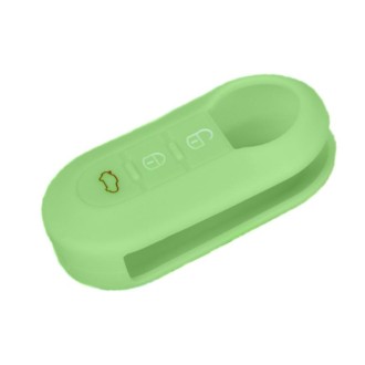 For Fiat 500 2pcs Folding 3 Button Remote Control Silicone Case(Apple Green)