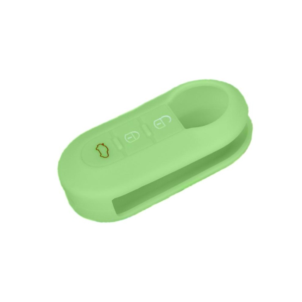 For Fiat 500 2pcs Folding 3 Button Remote Control Silicone Case(Apple Green)