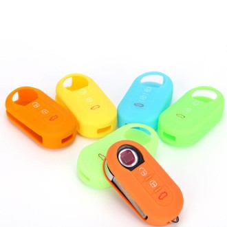 For Fiat 500 2pcs Folding 3 Button Remote Control Silicone Case(Apple Green)