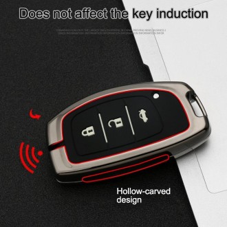 Car Luminous All-inclusive Zinc Alloy Key Protective Case Key Shell for Hyundai E Style Smart 3-button (Gun Metal)