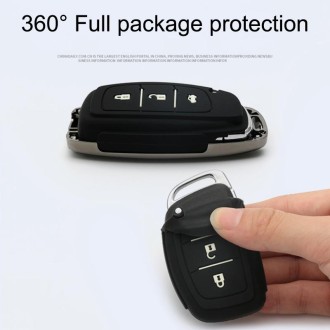 Car Luminous All-inclusive Zinc Alloy Key Protective Case Key Shell for Hyundai E Style Smart 3-button (Gun Metal)