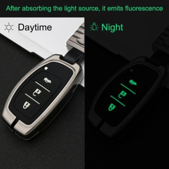 Car Luminous All-inclusive Zinc Alloy Key Protective Case Key Shell for Hyundai E Style Smart 3-button (Gun Metal)