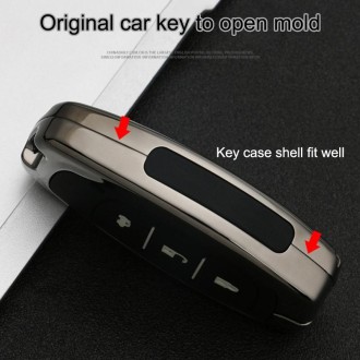 Car Luminous All-inclusive Zinc Alloy Key Protective Case Key Shell for Hyundai E Style Smart 3-button (Gun Metal)