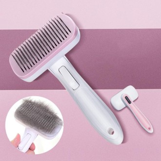 Pet Comb Cat Dog Hair Brush Hair Removal Tool, Style: Steel Wire (Pink)