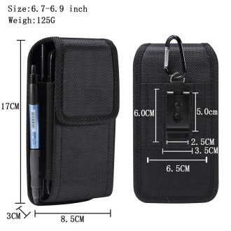 For 6.5-6.9 inch Smartphones Vertical Double Grid Oxford Cloth Phone Case(Black)