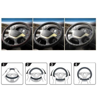 47cm Leather Truck Steering Wheel Cover(Black)