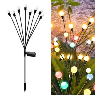 2sets Solar Firefly Lights Christmas Outdoor Garden Waterproof Lawn Lights, Color: 8 Head Color Light