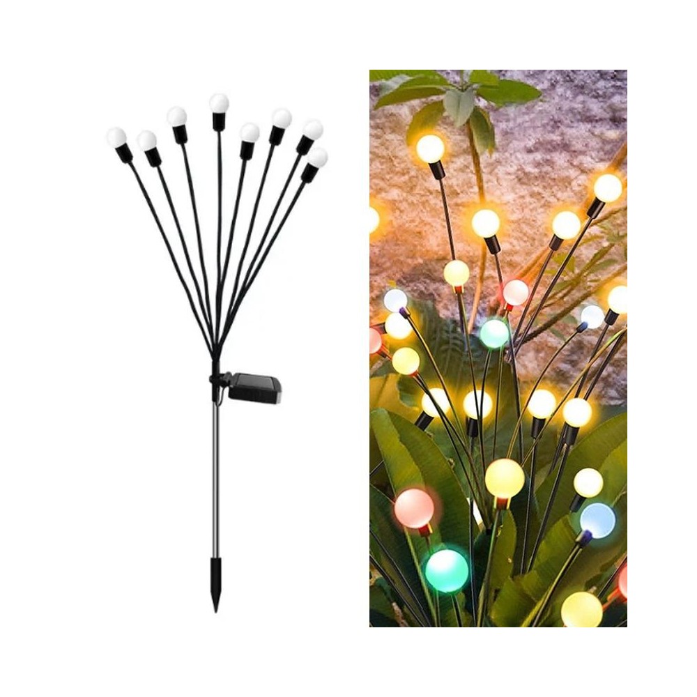 2sets Solar Firefly Lights Christmas Outdoor Garden Waterproof Lawn Lights, Color: 8 Head Color Light