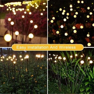 2sets Solar Firefly Lights Christmas Outdoor Garden Waterproof Lawn Lights, Color: 8 Head Color Light