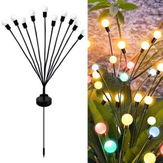 2sets Solar Firefly Lights Christmas Outdoor Garden Waterproof Lawn Lights, Color: 10 Head Color Light