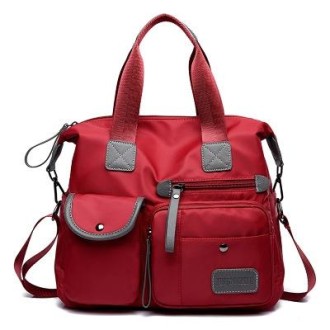 Waterproof Oxford Cloth Handbag Casual Nylon Shoulder Diagonal Bag Female Bag Canvas Bag(Red)