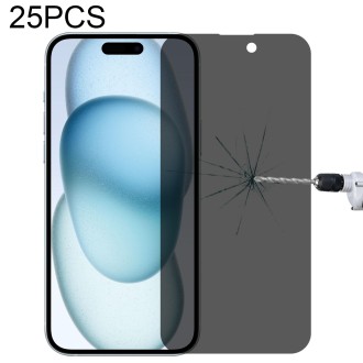 For iPhone 15 Pro / 15 25pcs High Transparency Full Cover Anti-spy Tempered Glass Film