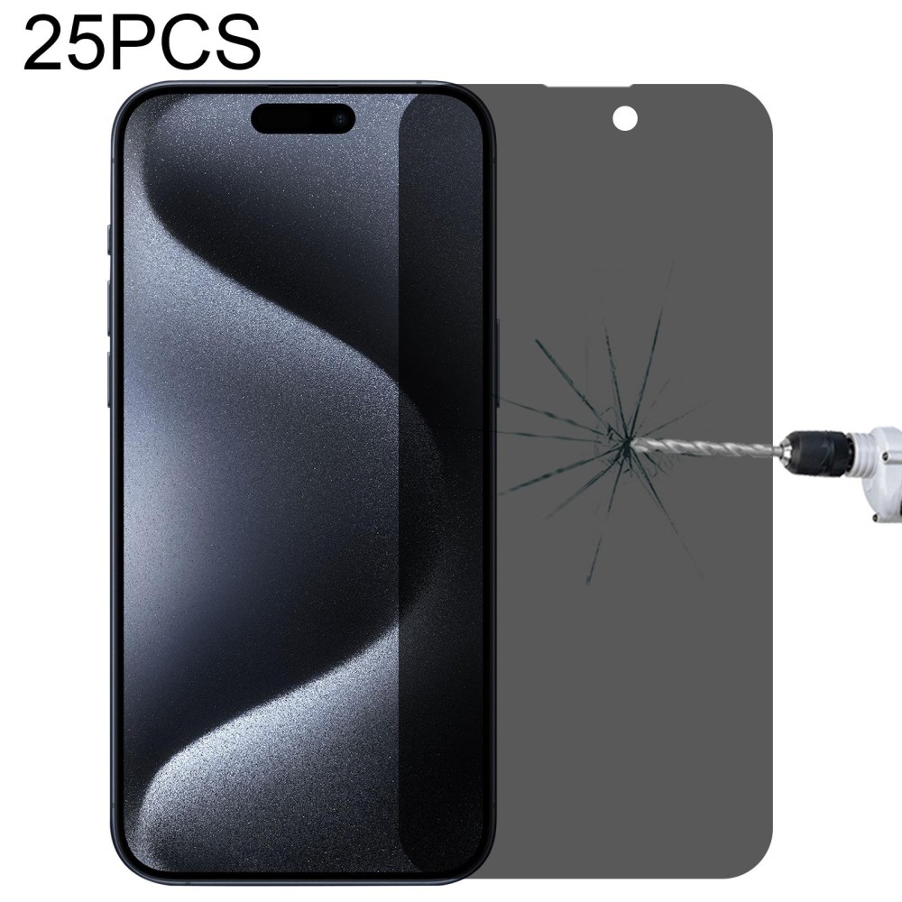 For iPhone 15 Pro Max / 15 Plus 25pcs High Transparency Full Cover Anti-spy Tempered Glass Film