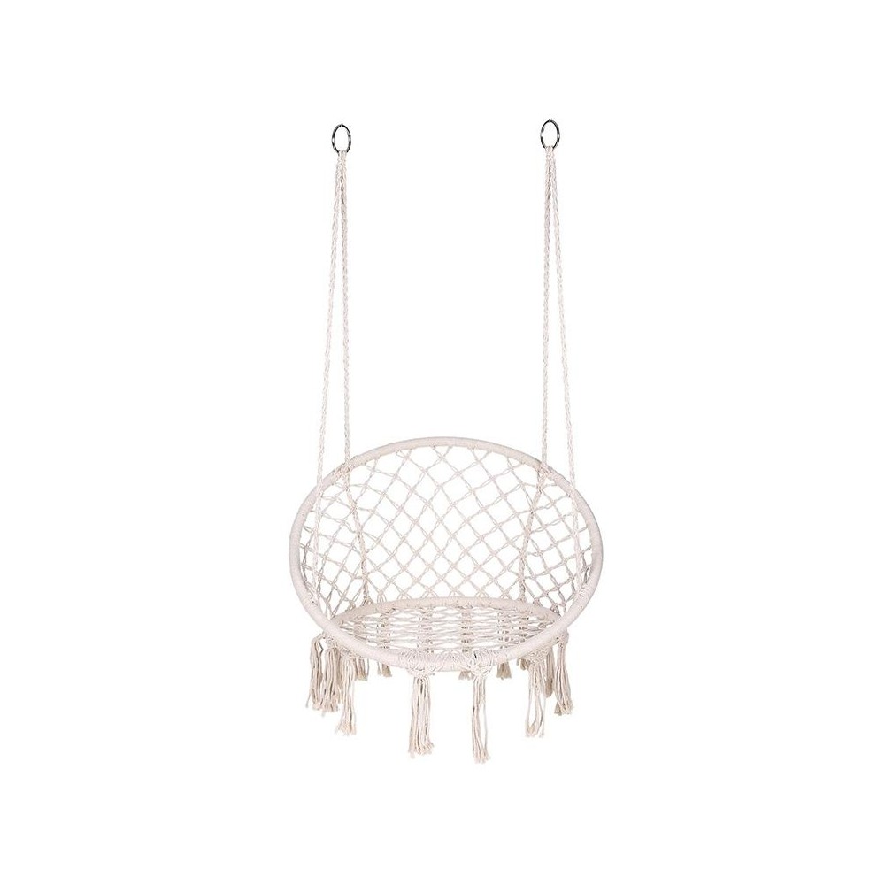 Indoor Single Cotton Rope Woven Swing Chair (Beige)