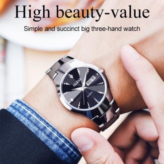 1 Pair OLEVS 8697 Couple Fashion Waterproof Luminous Quartz Watch(Black + Rose Gold)