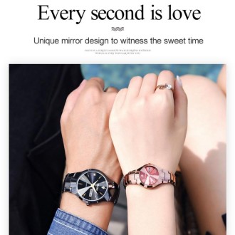 1 Pair OLEVS 8697 Couple Fashion Waterproof Luminous Quartz Watch(Black + Rose Gold)