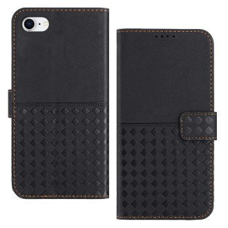 For iPhone SE 2022 / 7 / 8 Woven Embossed RFID Blocking Leather Phone Case(Black)