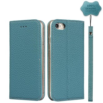 For iPhone SE 2022 / SE 2020 / 8 / 7 Litchi Genuine Leather Phone Case(Sky Blue)