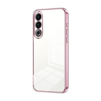 For Meizu 20 Transparent Plating Fine Hole Phone Case(Pink)