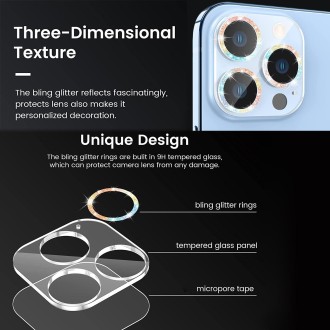 Glitter Ring Tempered Glass Camera Lens Film For iPhone 11 Pro / 11 Pro Max(Blue)