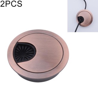 2 PCS Desk Computer Desktop Zinc Alloy Round Threading Box Hole Cover, Hole Diameter: 50mm (Red Bronze)