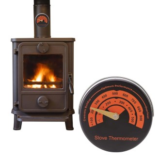 Round Pointer Stove Thermometer Fireplace Bimetallic Thermometer