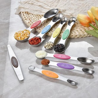 8 in 1 Magnetic Double-Headed Measuring Spoon Stainless Steel Measuring Spoon Set(Colorful)