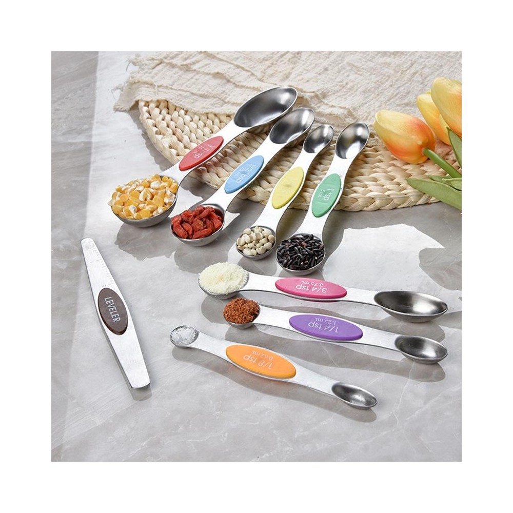 8 in 1 Magnetic Double-Headed Measuring Spoon Stainless Steel Measuring Spoon Set(Colorful)