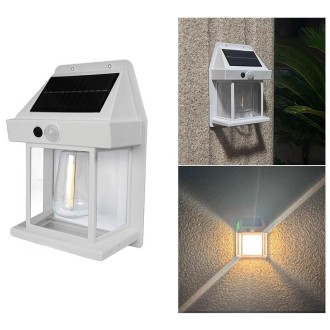 Solar Outdoor Tungsten Wall Light 3 Modes Body Sensing Waterproof Garden Villa Night Light, Spec: Large white