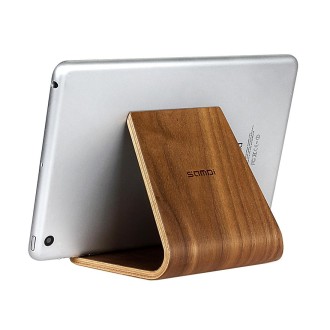 SamDi Artistic Wood Grain Walnut Desktop Holder Stand DOCK Cradle, For Xiaomi, iPhone, Samsung, HTC, LG, iPad and other Tablets(