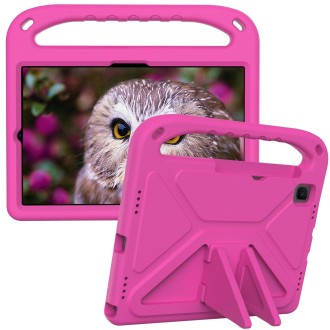 For Samsung Galaxy Tab S5e T720 Handle EVA Shockproof Tablet Case with Holder(Rose Red)