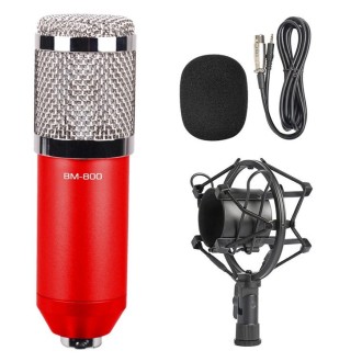 BM-800 3.5mm Studio Recording Wired Condenser Sound Microphone with Shock Mount, Compatible with PC / Mac for Live Broadcast Sho