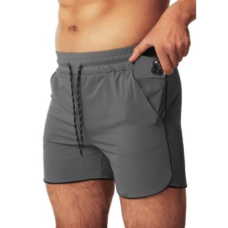 Mens Athletic Shorts Summer Casual 3 / 10 Pants, Size: XXL(Dark Gary)