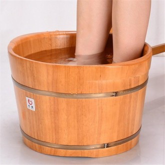 MUFENG 25cm High Uncovered Oak  Footbath Barrel