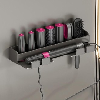 For Dyson Punch-free Curling Rod Storage Rack Bathroom Hairdressing Iron Hanger(Gray)